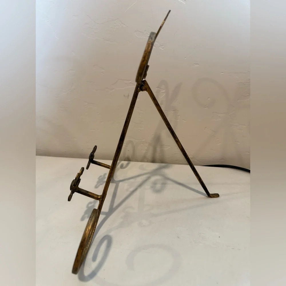 Large Wrought Iron Black Gold Easel‎  Picture Frame Art Display Stand 11” Tall